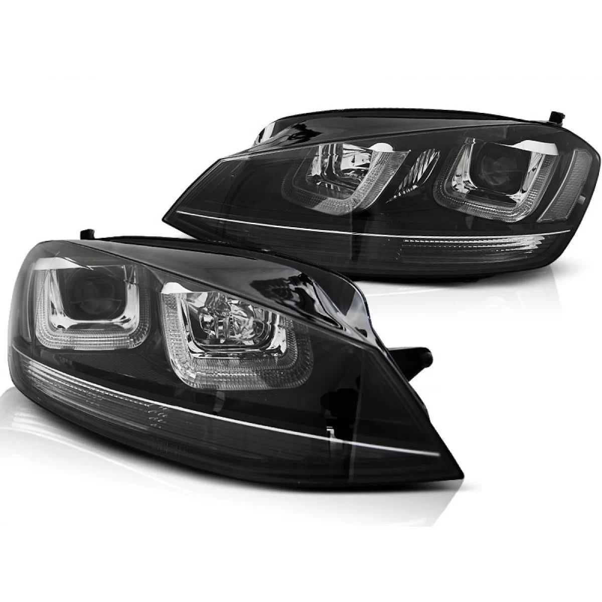 Fari U-led Neri con Linea Nera Anteriori per Volkswagen Golf 7 11.12-17