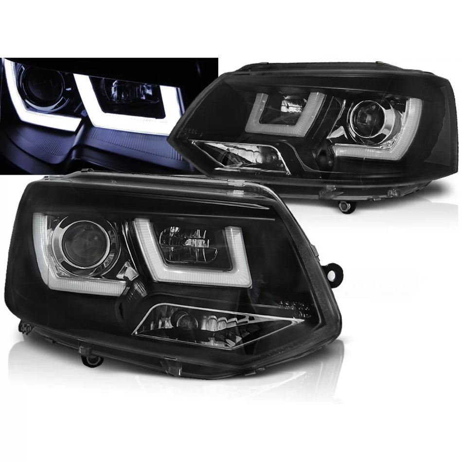 Fari U-led Neri Anteriori per Volkswagen Transporter T5 2010-2015