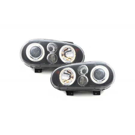 Fari Angel Eyes Anteriore Nero per Volkswagen Golf Iv 4 1997-2003 LHD