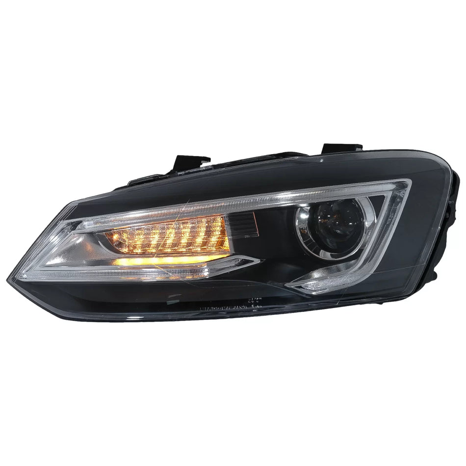 Fari Anteriori LED con Barra Luce e Occhi Diabolici per Volkswagen Polo 6R 6C