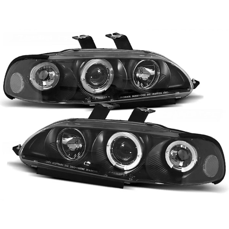 Fanali Anteriori Angel Eyes Neri per Honda Civic 09.91-08.95 2d/3d