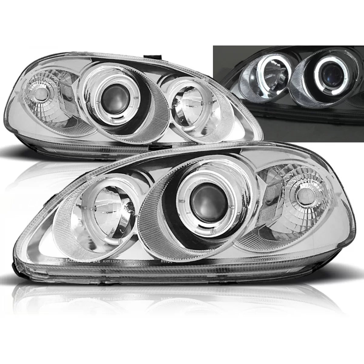 Fanali Angel Eyes Cromati per Honda Civic 09.95-02.99