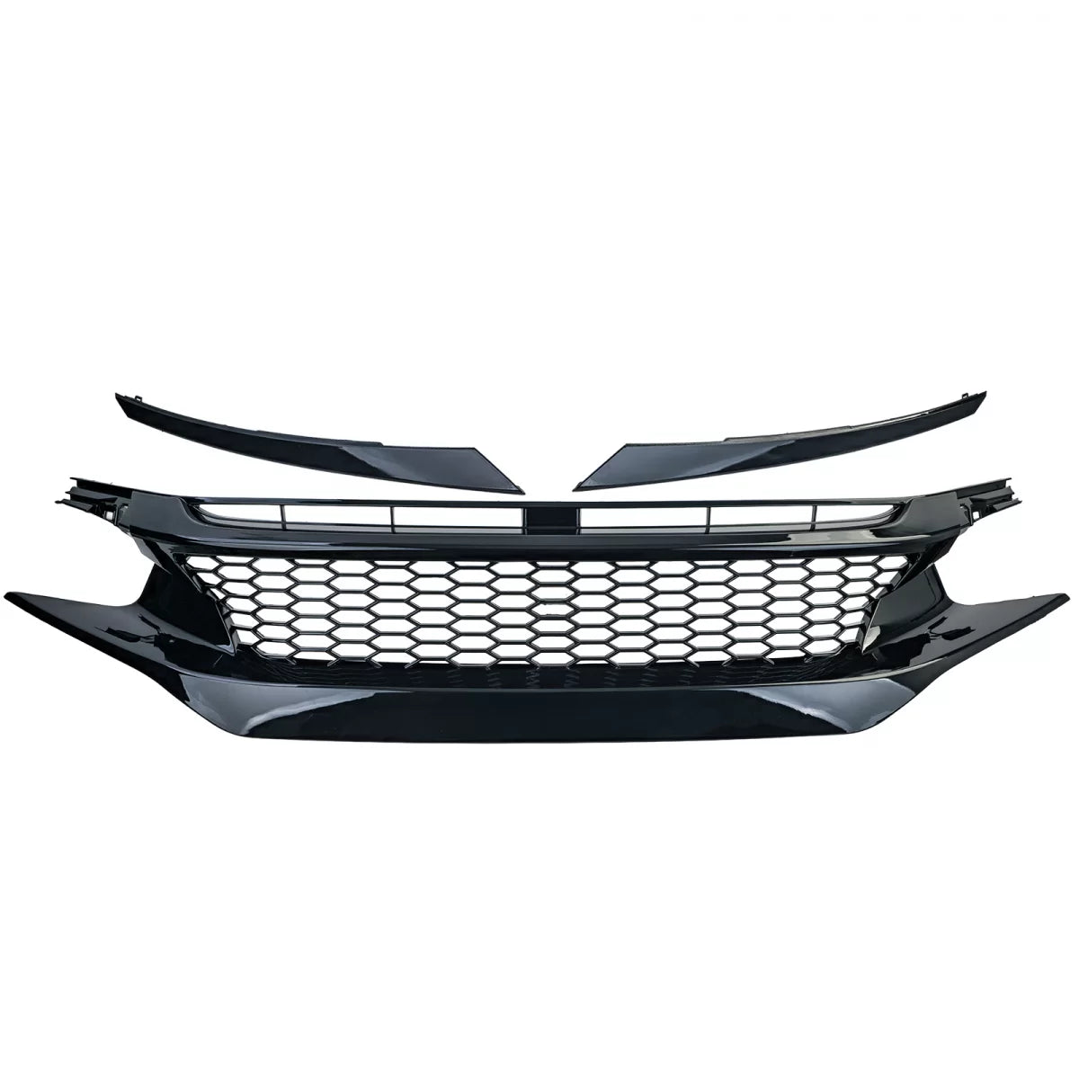 Griglia Radiatore Nido D'ape Lucida Anteriore per Honda Civic X Fc Fk 2016-2020