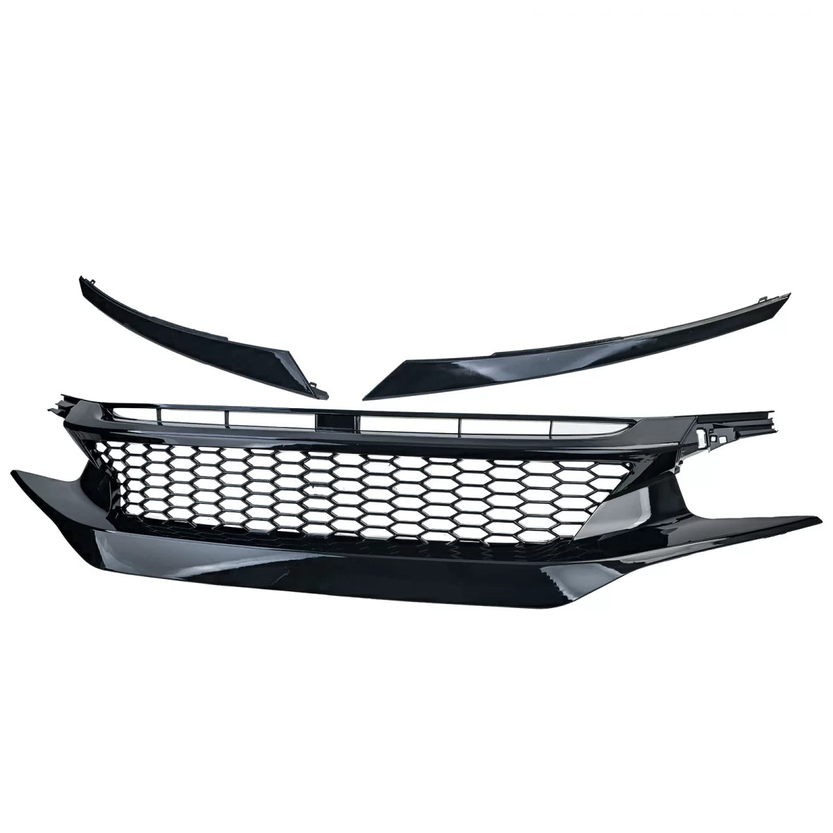 Griglia Radiatore Nido D'ape Lucida Anteriore per Honda Civic X Fc Fk 2016-2020