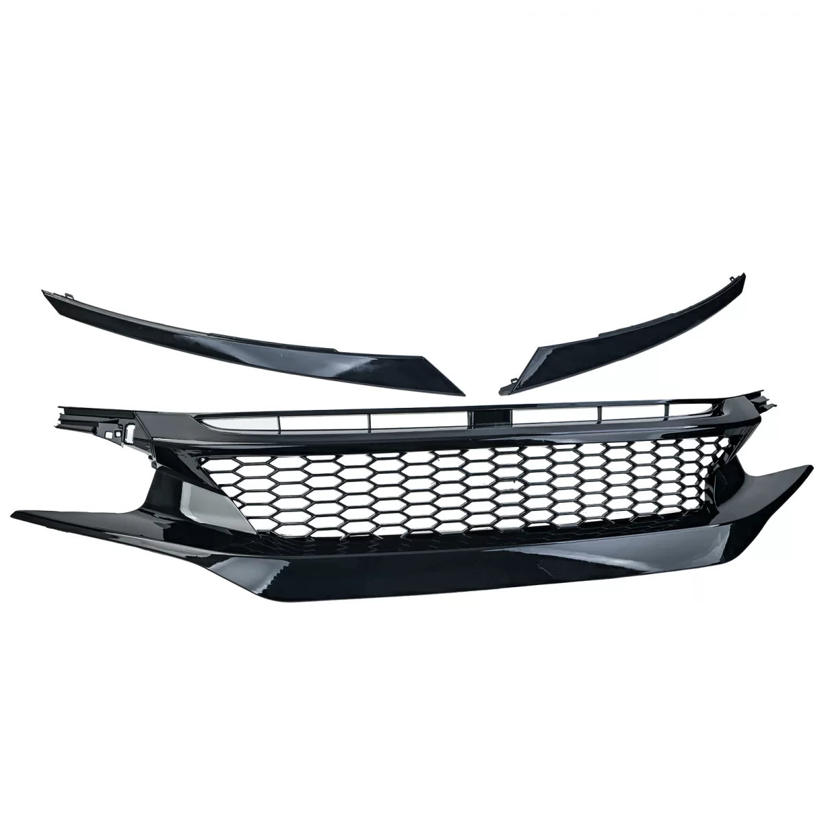 Griglia Radiatore Nido D'ape Lucida Anteriore per Honda Civic X Fc Fk 2016-2020