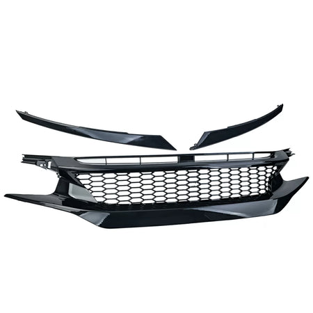 Griglia Radiatore Nido D'ape Lucida Anteriore per Honda Civic X Fc Fk 2016-2020