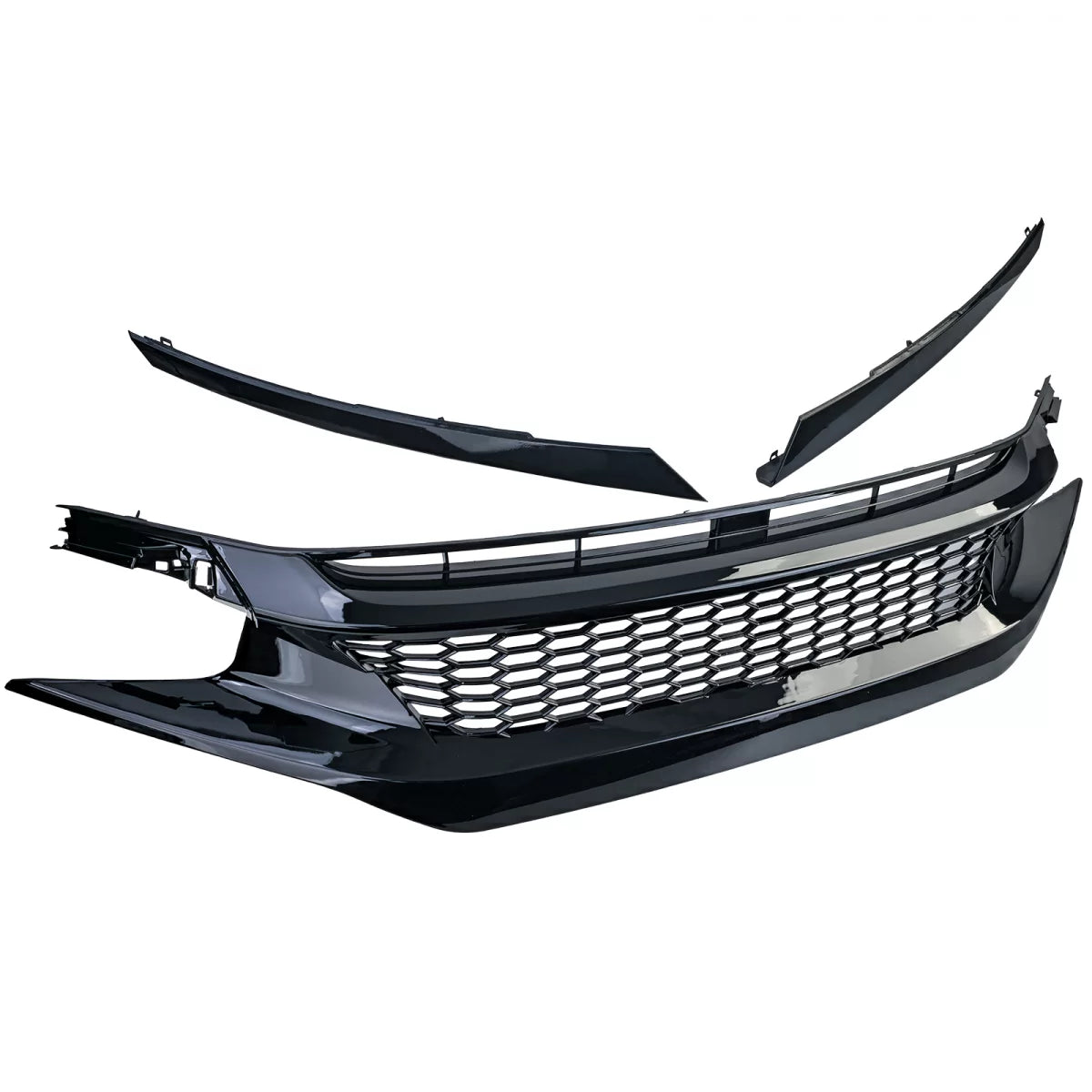Griglia Radiatore Nido D'ape Lucida Anteriore per Honda Civic X Fc Fk 2016-2020