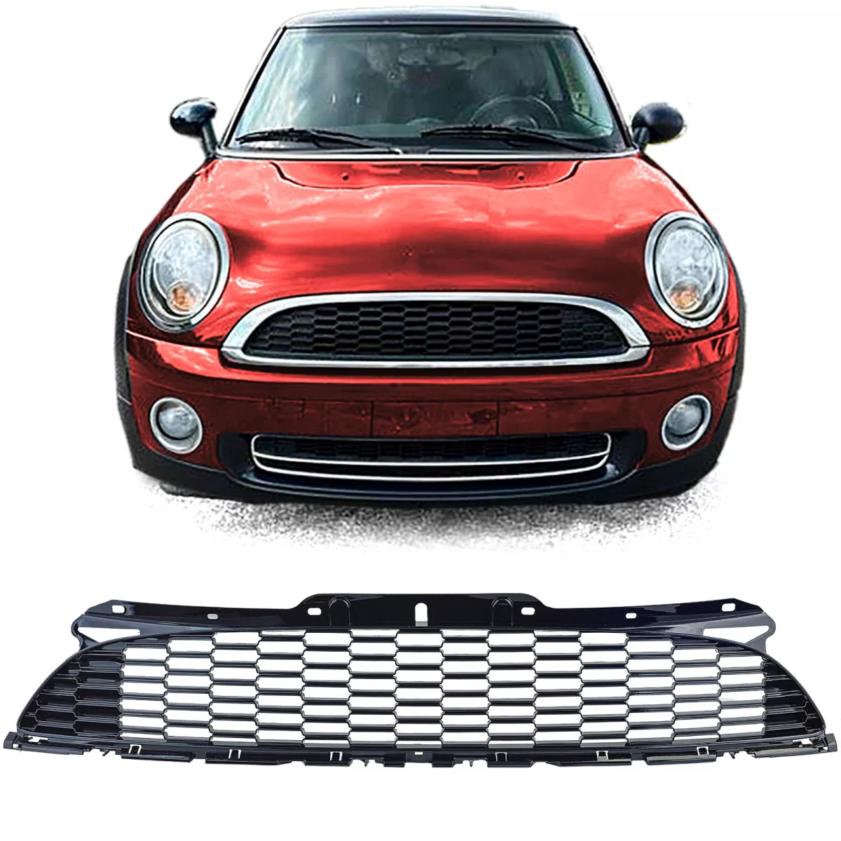 Griglia Nido D'ape Lucida Anteriore per Mini One Cooper Jcw R56 R57 R58 R59