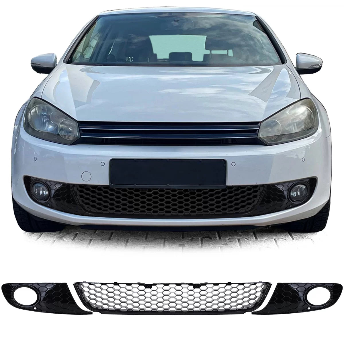 Griglia Nido D'ape Lucida Paraurti Fari Fendinebbia per VW Golf 6 08-13
