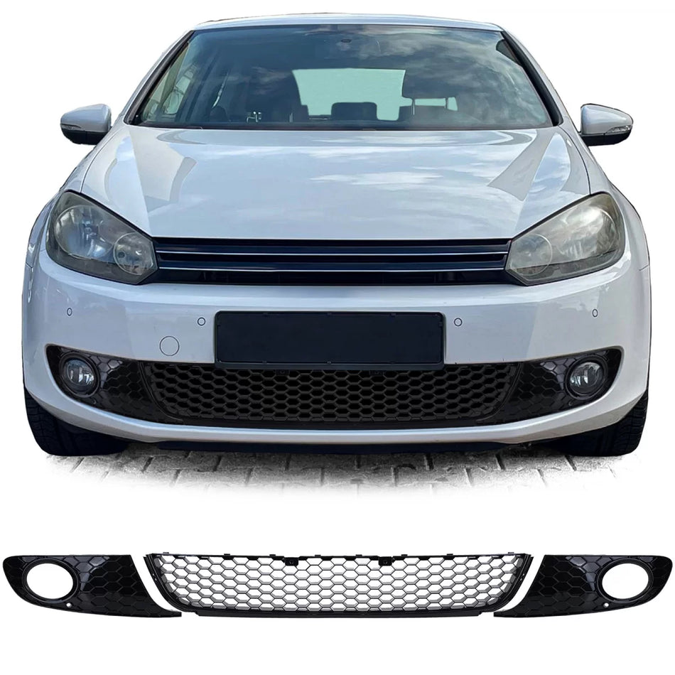 Griglia Nido D'ape Lucida Paraurti Fari Fendinebbia per VW Golf 6 08-13