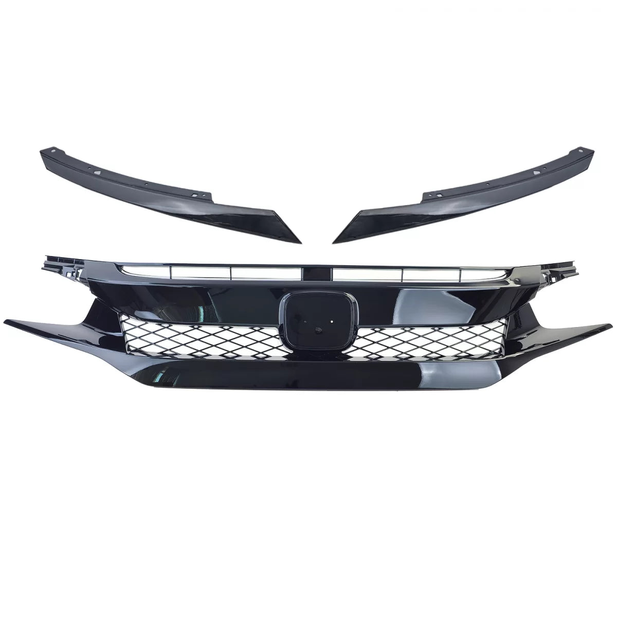 Griglia Nido D'ape Lucida Anteriore per Honda Civic X Fc Fk 2016-2020