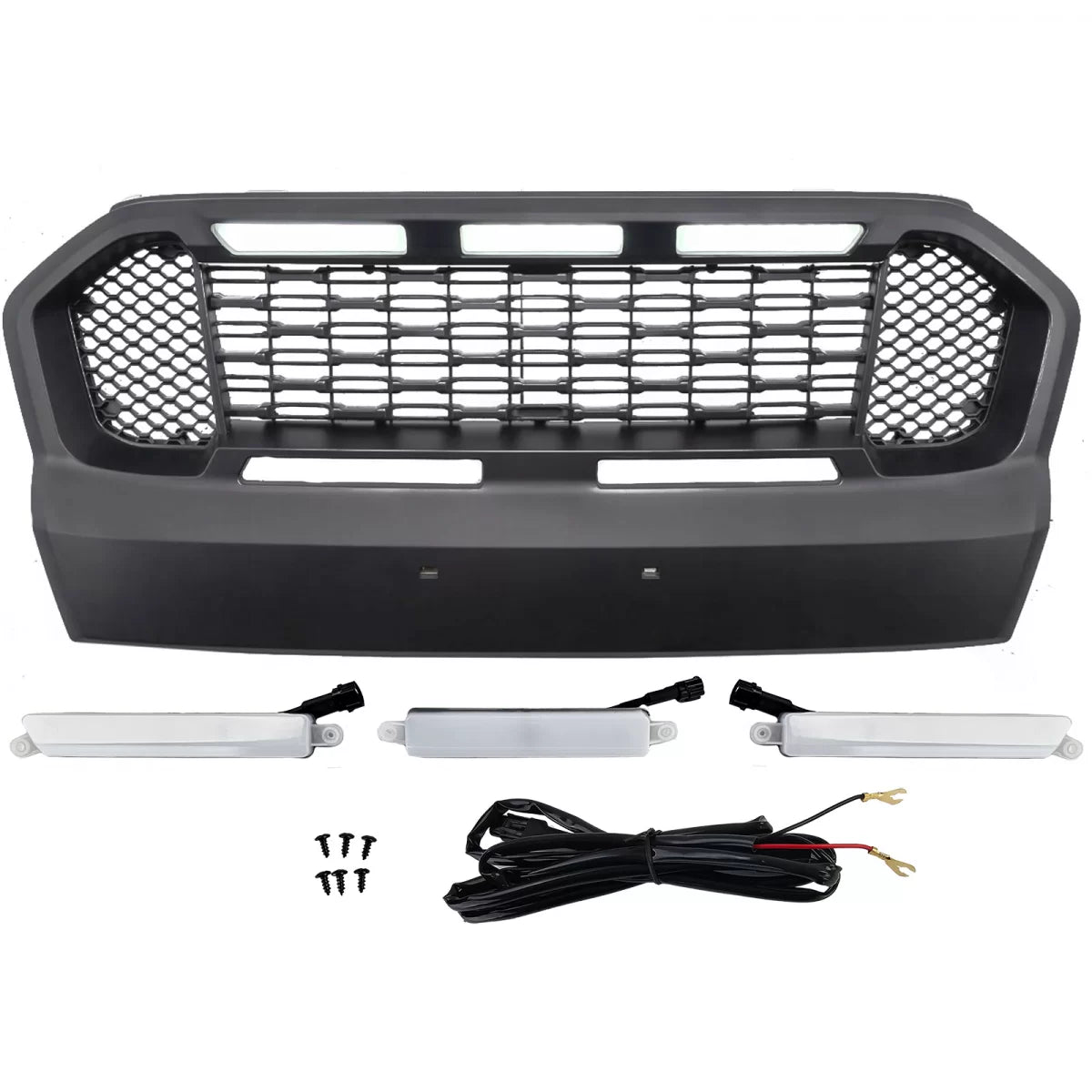 Griglia Nera Honeycomb con LED Anteriore per Ford Ranger T7 16-19
