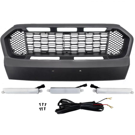 Griglia Nera Honeycomb con LED Anteriore per Ford Ranger T7 16-19