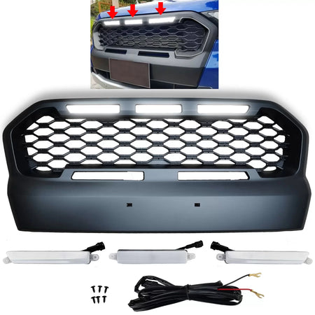Griglia Sportiva Nido D'ape con LED per Ford Ranger T7 16-19 2.2 3.2