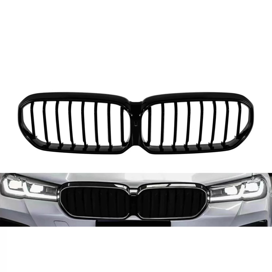 Griglia Anteriore Nera Illuminata Singola Lamella per BMW Serie 5 G30 2020-2023