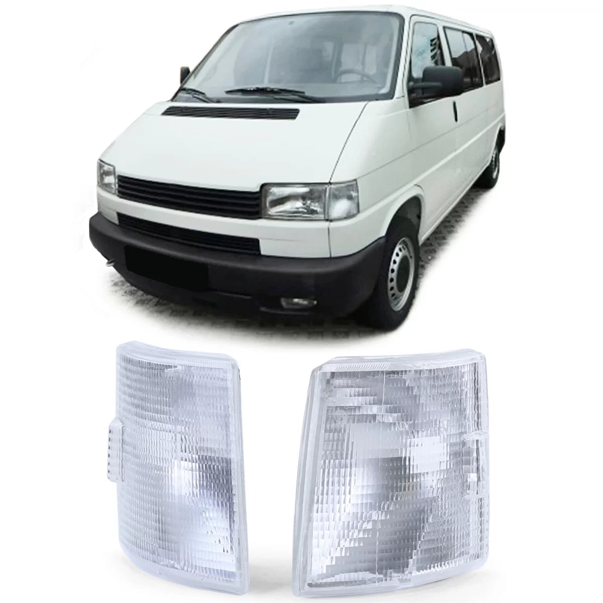 Indicatori Bianchi Coppia Anteriore Sinistro Destro per VW T4 Bus Transporter
