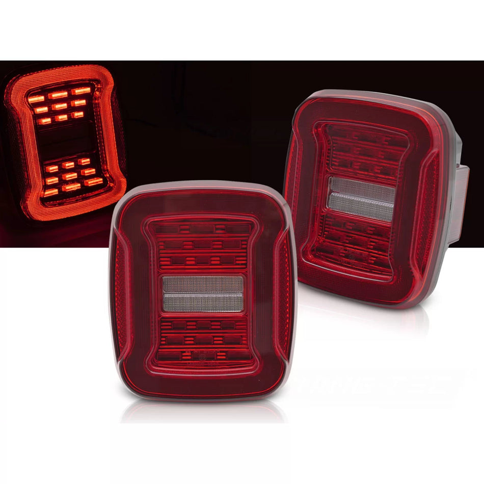 Fanale Posteriore LED Rosso Bianco per Jeep Wrangler Yj 91-96 Tj 96-06