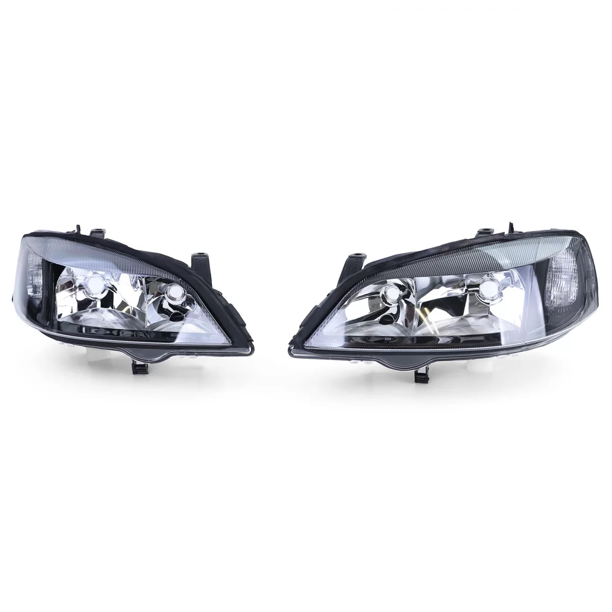 Fanali Anteriori Neri Vetro Trasparente Dx e Sx per Opel Astra G 1997-2004