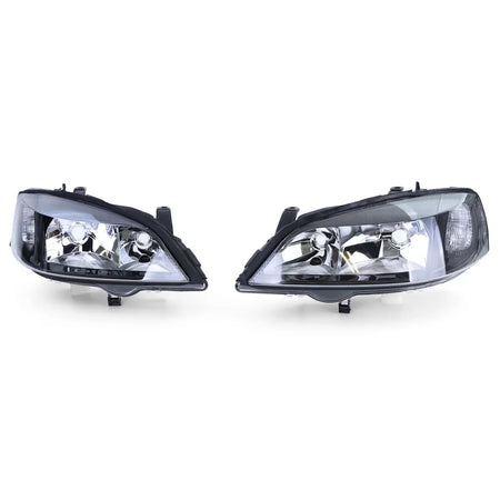 Fanali Anteriori Neri Vetro Trasparente Dx e Sx per Opel Astra G 1997-2004