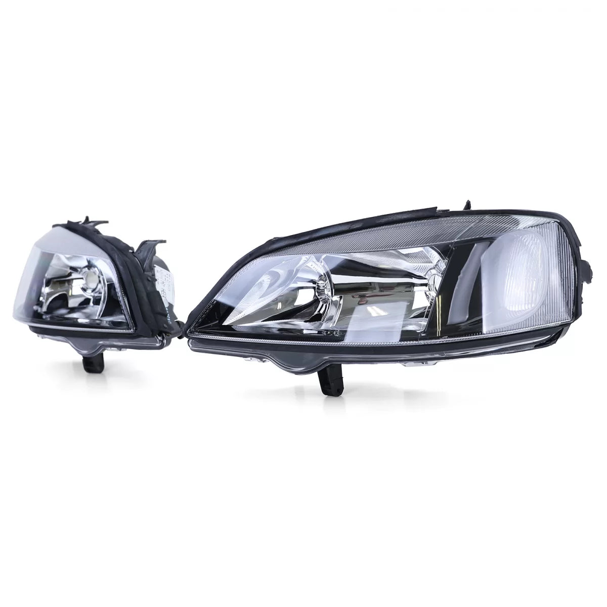 Fanali Anteriori Neri Vetro Trasparente Dx e Sx per Opel Astra G 1997-2004