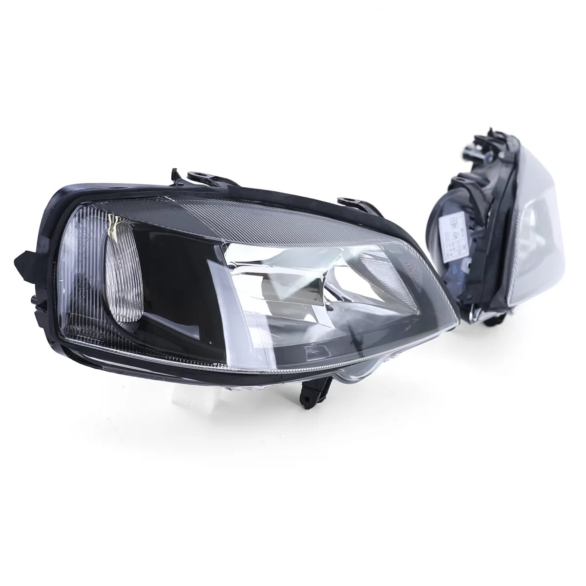 Fanali Anteriori Neri Vetro Trasparente Dx e Sx per Opel Astra G 1997-2004