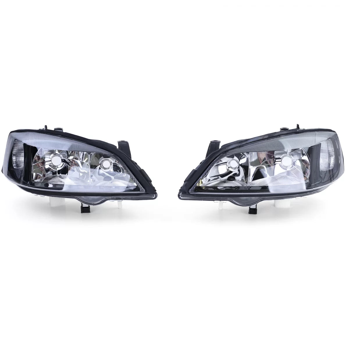 Fanali Anteriori Neri Vetro Trasparente Dx e Sx per Opel Astra G 1997-2004