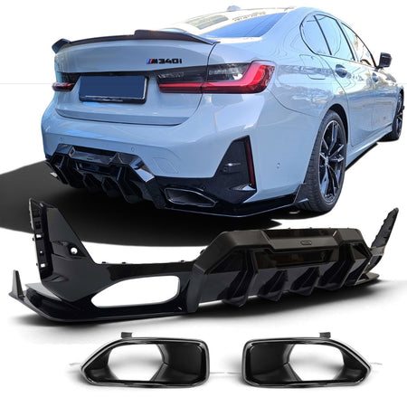 Diffusore Posteriore Nero Lucido Compatibile con BMW Serie 3 G20/G21 LCI