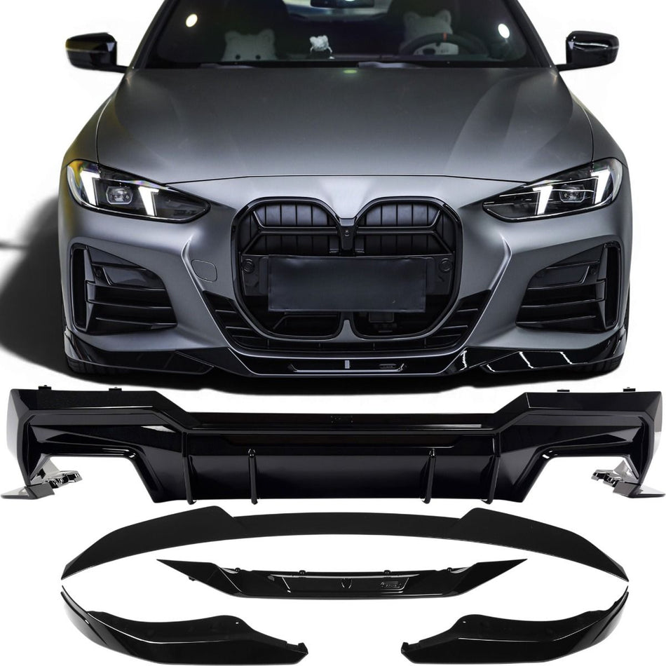Spoiler Anteriore + Posteriore + Diffusore Compatibili con BMW Serie 4 G22