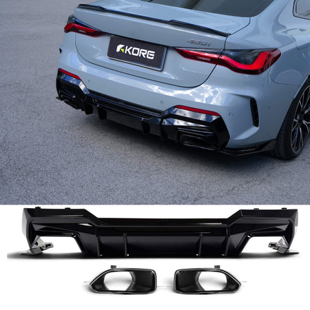 Diffusore Posteriore Nero Lucido Compatibile con BMW Serie 4 G22 (2020-2026)