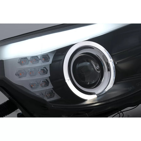 Fari LED Angel Eyes Anteriori Neri LCI per BMW Serie 5 E60 E61 2003-2007 LHD