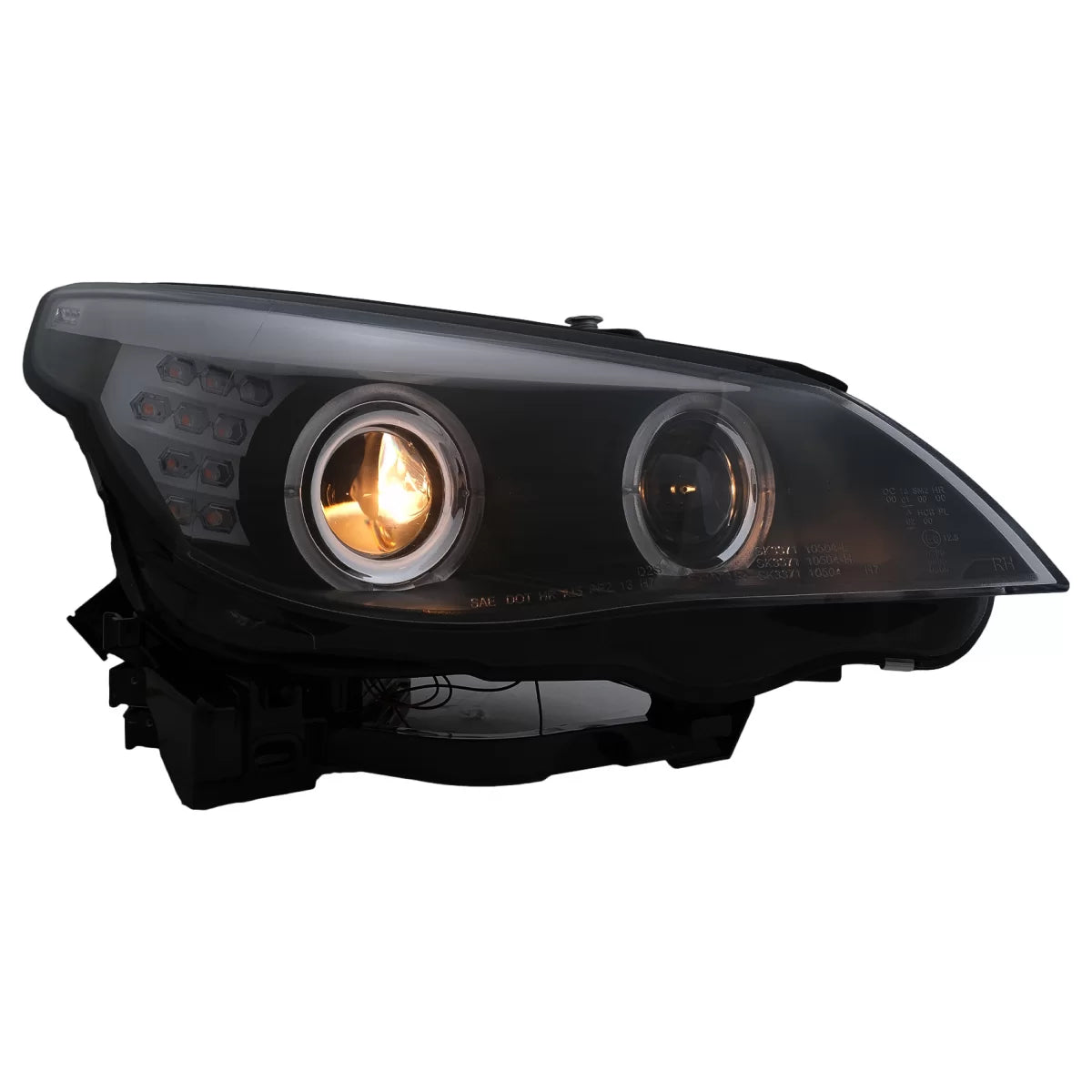 Fari LED Angel Eyes Anteriori Neri LCI per BMW Serie 5 E60 E61 2003-2007 LHD