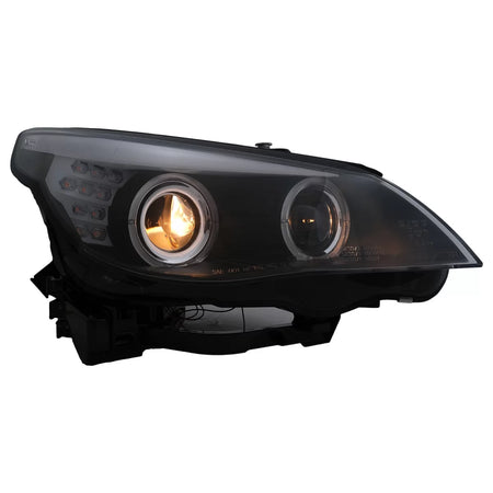 Fari LED Angel Eyes Anteriori Neri LCI per BMW Serie 5 E60 E61 2003-2007 LHD