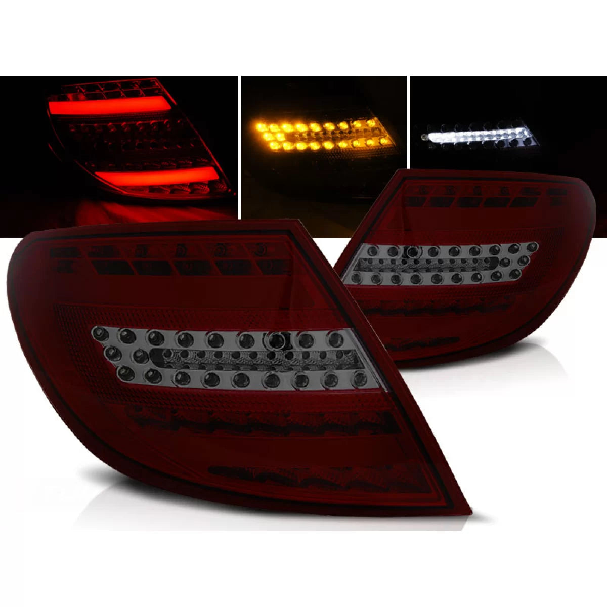 Fanali Posteriori LED Rossi Fumé per Mercedes C-klasa W204 07-10 Berlina