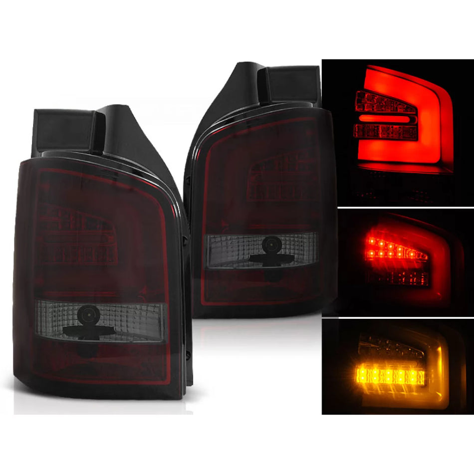 Fanali Posteriori LED Bar Rosso Fumo per Volkswagen T5 04.03-09