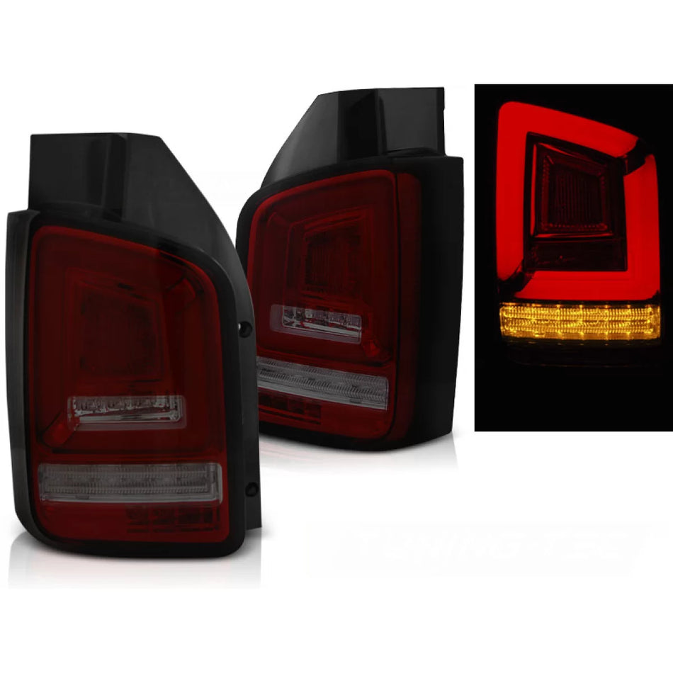Fanali Posteriori LED Rossi Fumo Sequenziali per VW T5 04.03-09