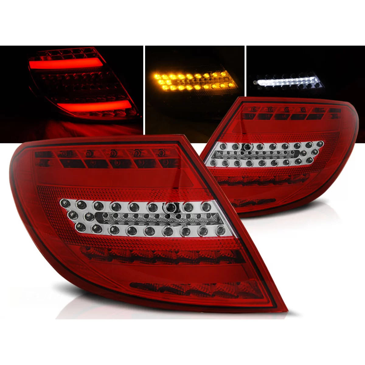 Fanali Posteriori LED Rossi Bianchi per Mercedes C-klasa W204 07-10 Berlina