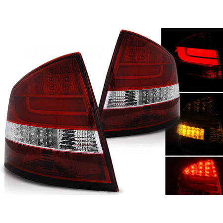 Fanali Posteriori LED Rossi Bianchi per Skoda Octavia Ii Berlina 04-12