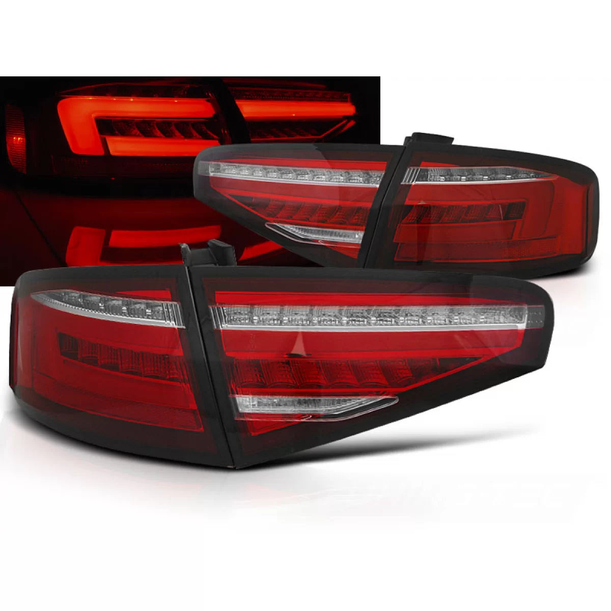 Fanali Posteriori LED Rossi Bianchi Sequenziali per Audi A4 B8 12-15 Berlina