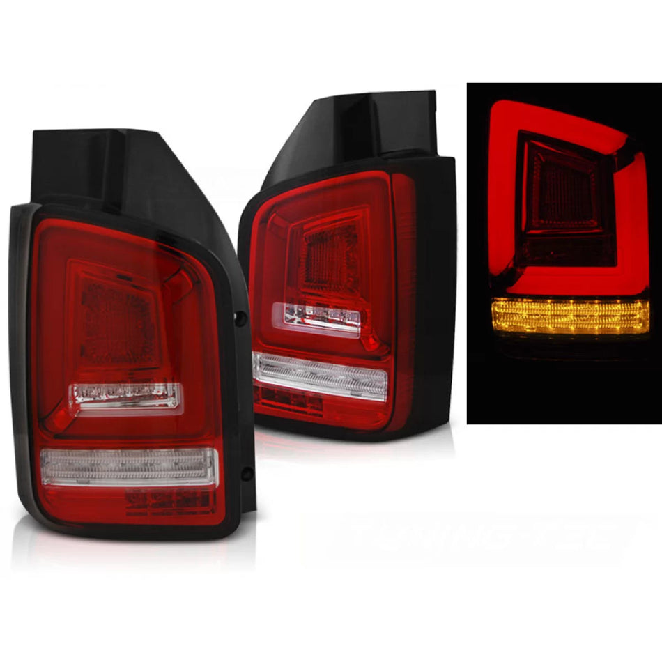 Fanali Posteriori LED Rossi Bianchi Sequenziali per Volkswagen T5 04.03-09