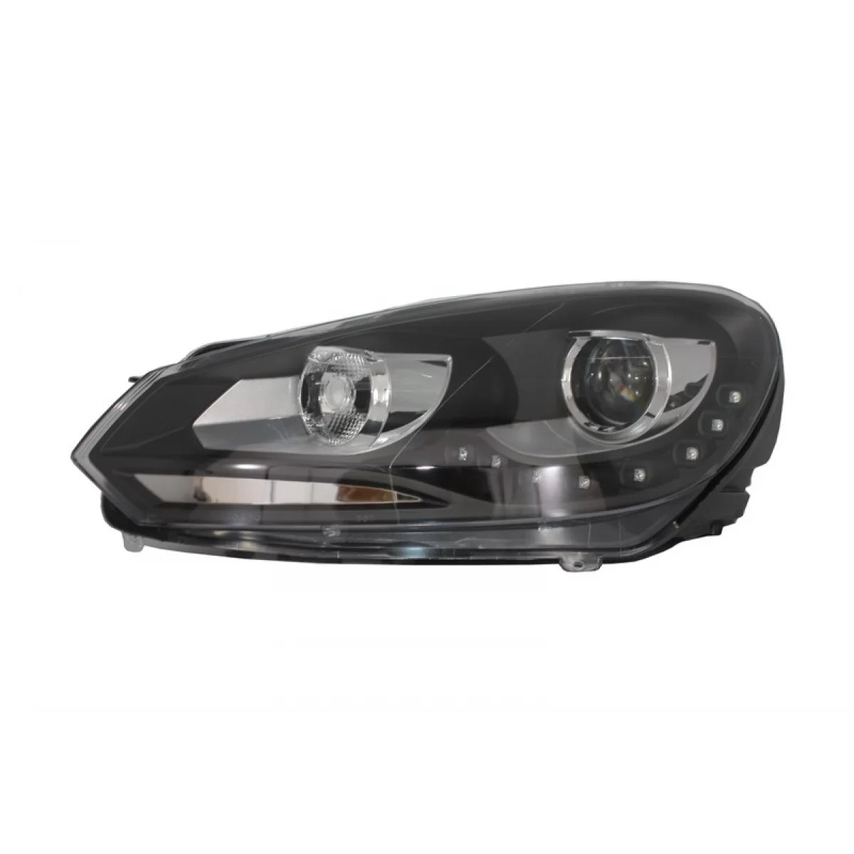 Fari Luci Diurne LED Anteriori Neri per Volkswagen Golf 6 Vi 2008-2012