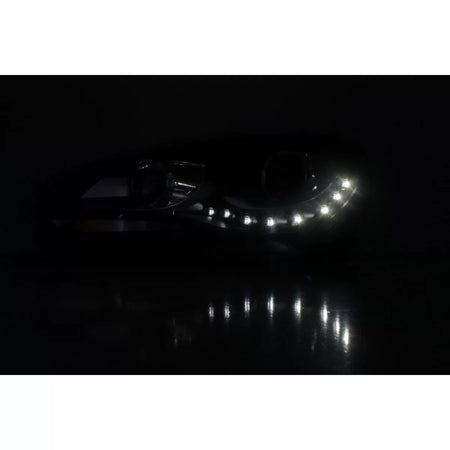 Fari Luci Diurne LED Anteriori Neri per Volkswagen Golf 6 Vi 2008-2012