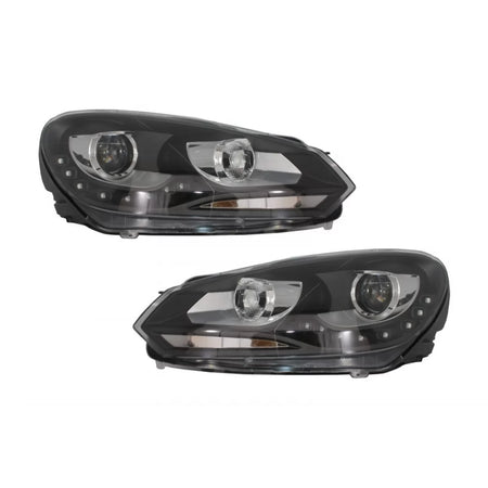 Fari Luci Diurne LED Anteriori Neri per Volkswagen Golf 6 Vi 2008-2012