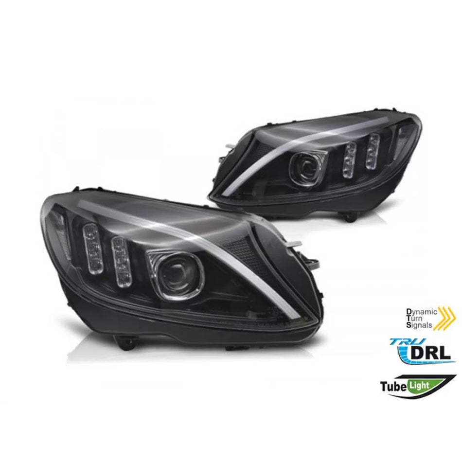 Fari LED Anteriori Sinistro e Destro Base Nera per Mercedes Classe C W205