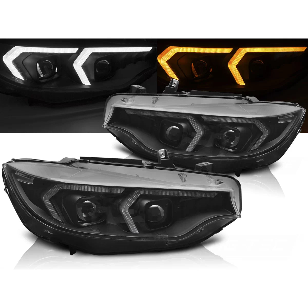 Fari Anteriori LED Neri con Luci Diurne BMW F32 F33 2013-2017