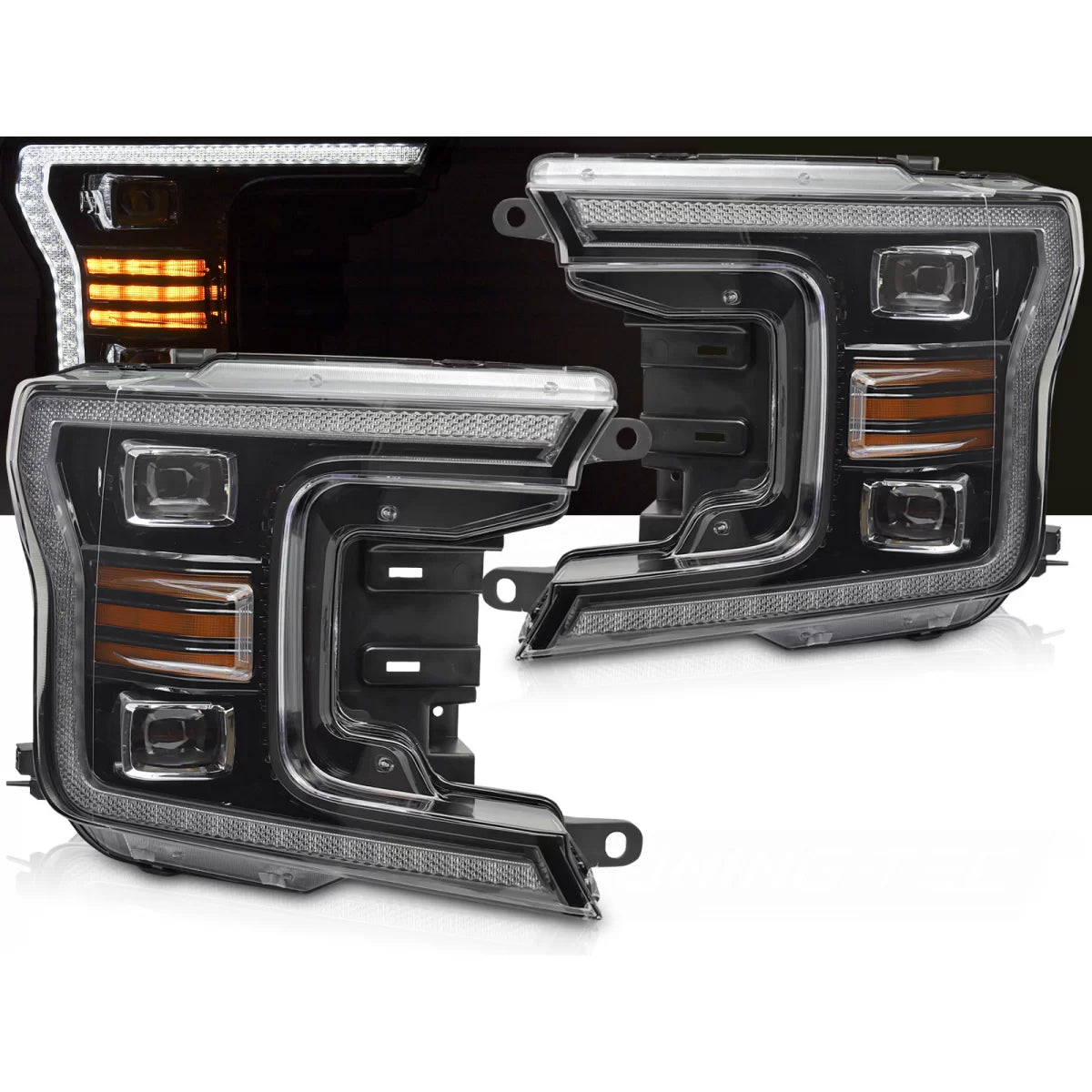 Fari Anteriori LED Neri con Luci Diurne Ford F150 MK13 2017-2020