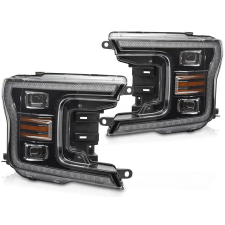 Fari Anteriori LED Neri con Luci Diurne Ford F150 MK13 2017-2020
