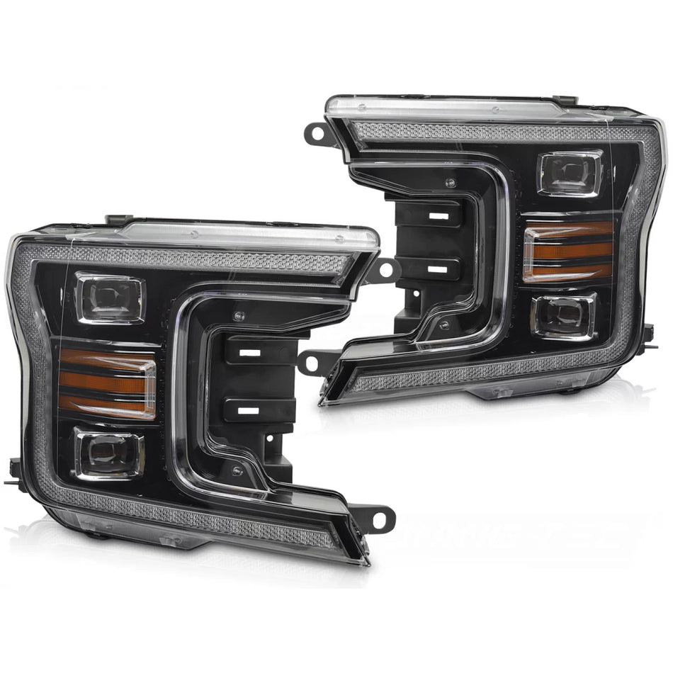 Fari Anteriori LED Neri con Luci Diurne Ford F150 MK13 2017-2020