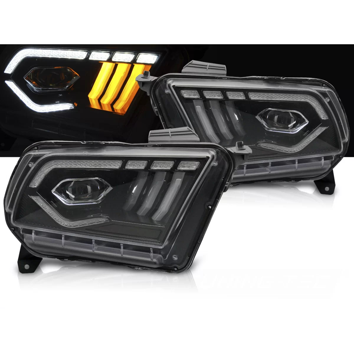 Fari LED Neri con Luci Diurne per Ford Mustang 2010-2013
