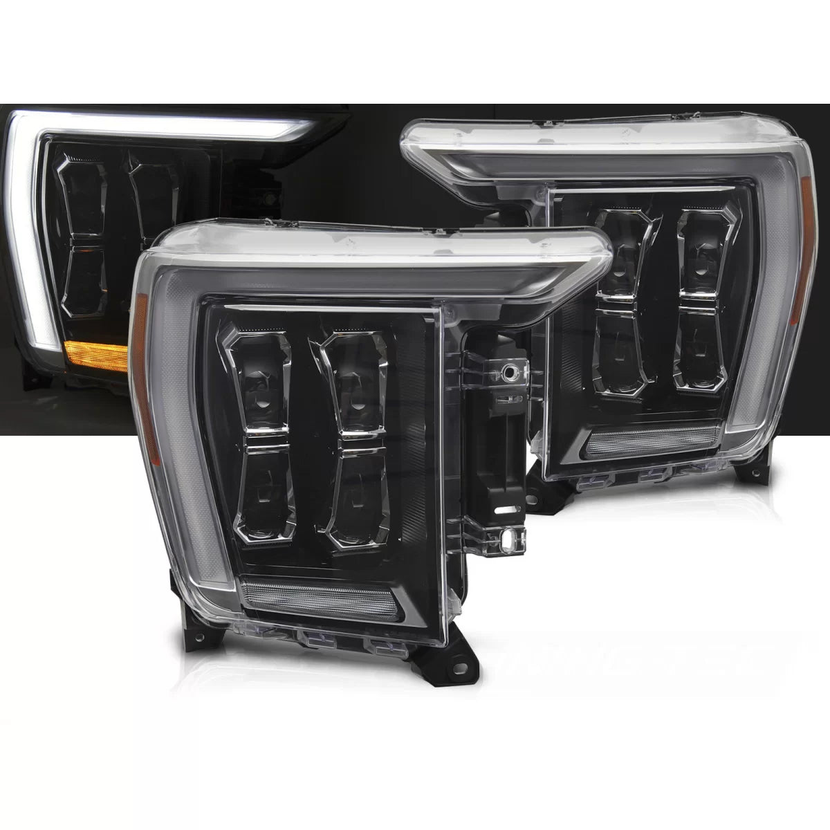 Fari Anteriori LED Neri per Ford F150 MK14 2020-2023