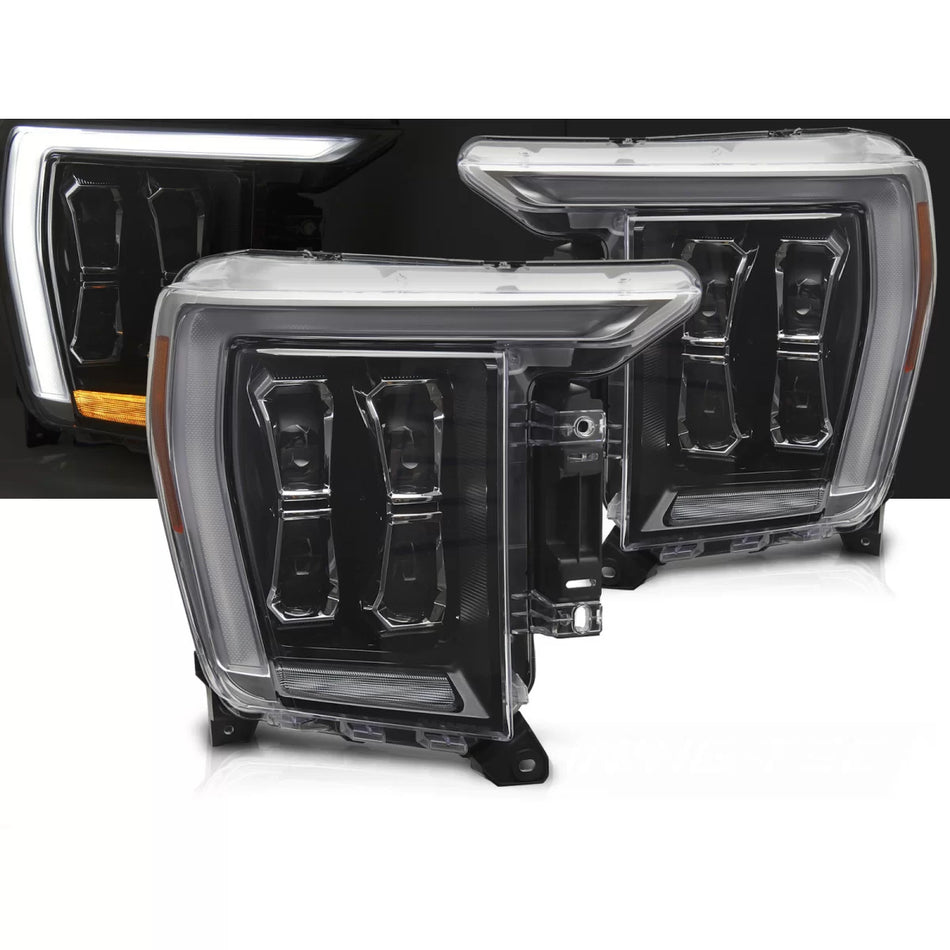 Fari Anteriori LED Neri per Ford F150 MK14 2020-2023